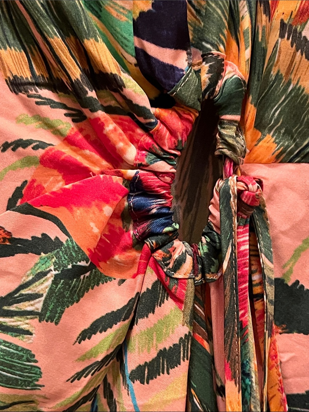FARM Rio Peach Tropical Parrot Print Spaghetti-Strap Maxi Dress - Picture 3 of 7